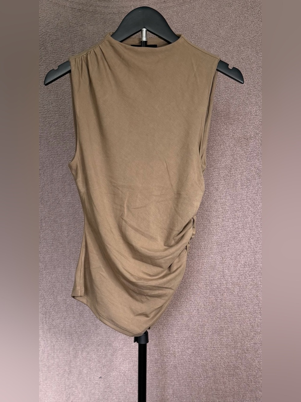 House of Harlow 1960 Ruched Sleeveless Top Size S Taupe Brown Asymmetrical